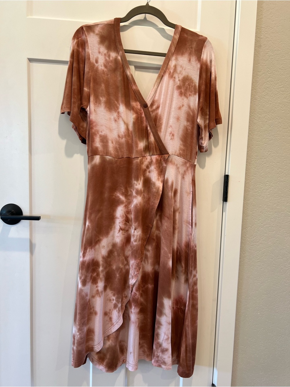 Latched Mama Rust Tie-Dye Wrap Dress